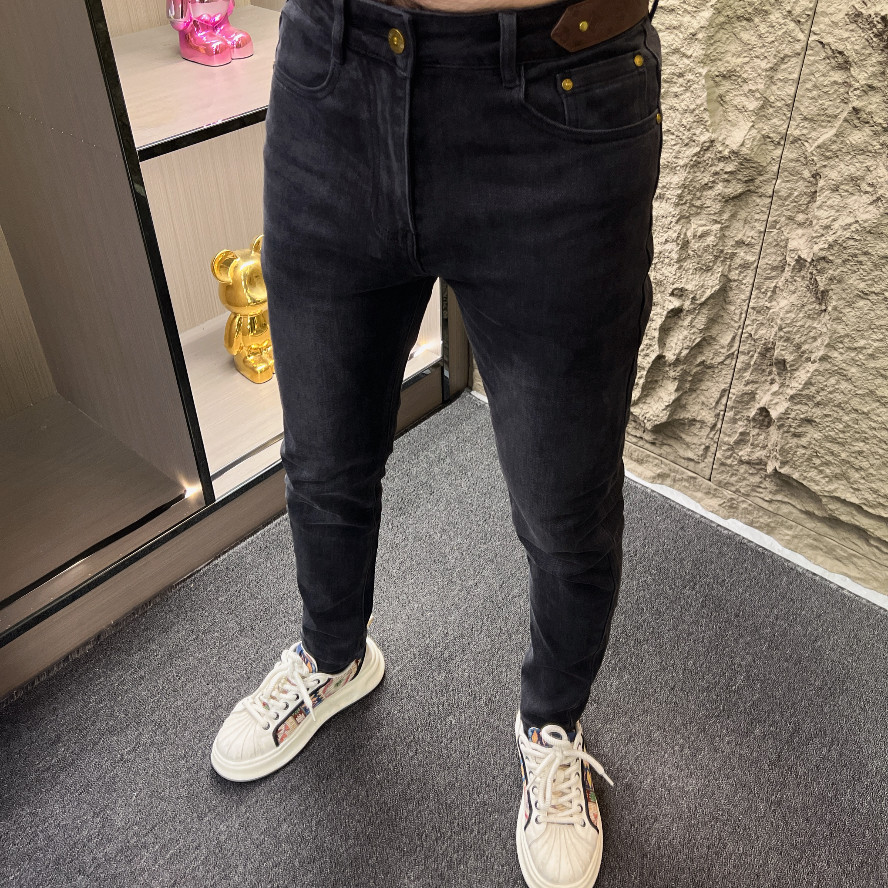 男士酷飒腰带牛仔裤修身小脚时尚百搭帅气潮流ins小脚牛仔裤-305#