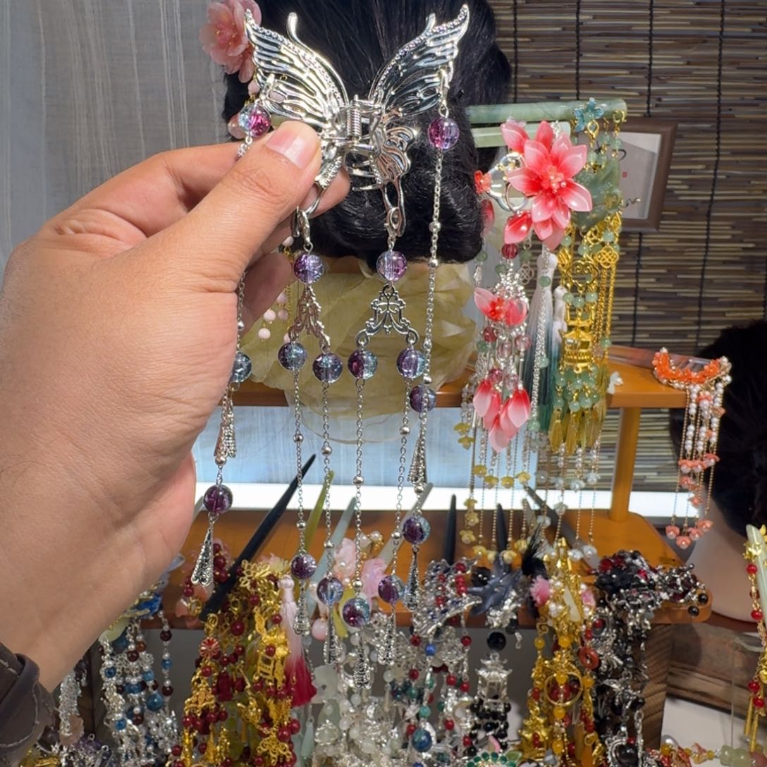 蛇纹石玉合金发饰