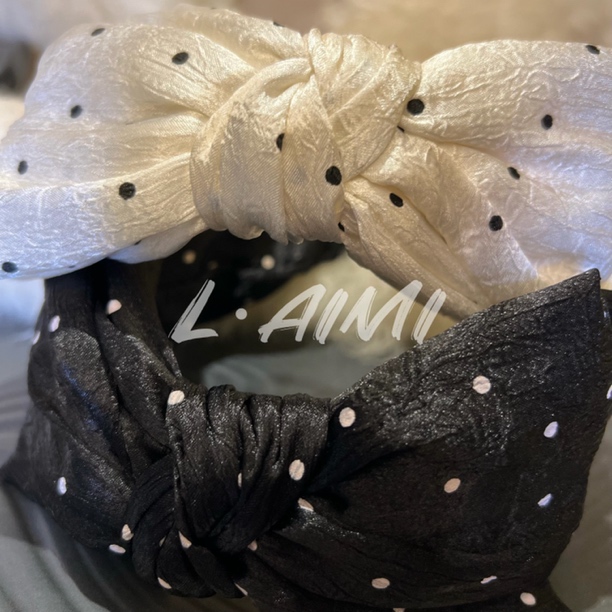   【L•AiMi】【奶芙】多层可调节波点蝴蝶结发箍头饰洗脸发箍发带 