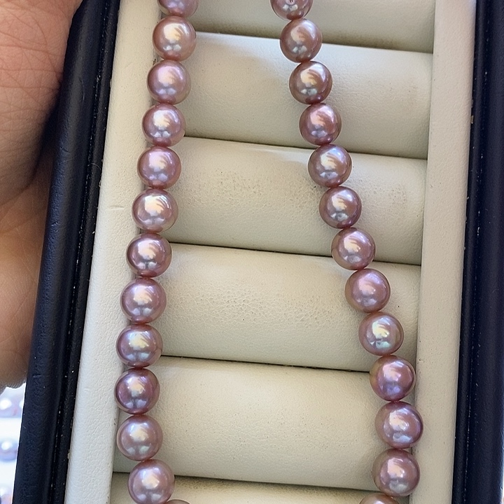 淡水珍珠项链未镶嵌粉紫7.5-8mm