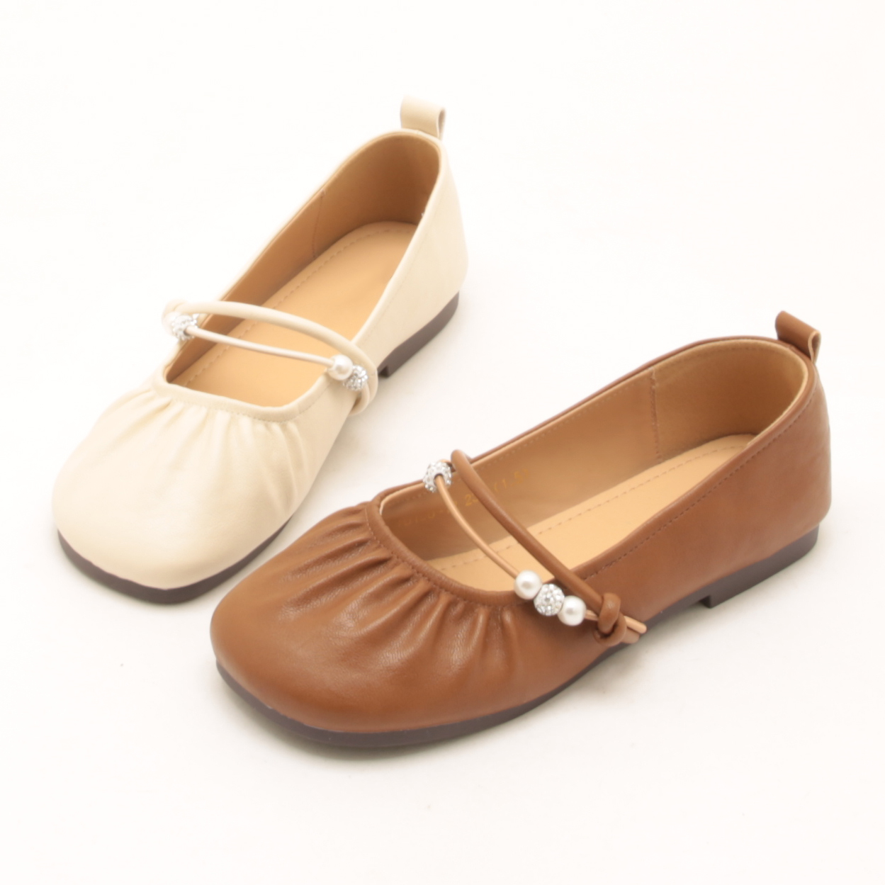 6352春季新款芒果头休闲褶皱玛丽珍女鞋平底温柔风懒人豆豆单鞋