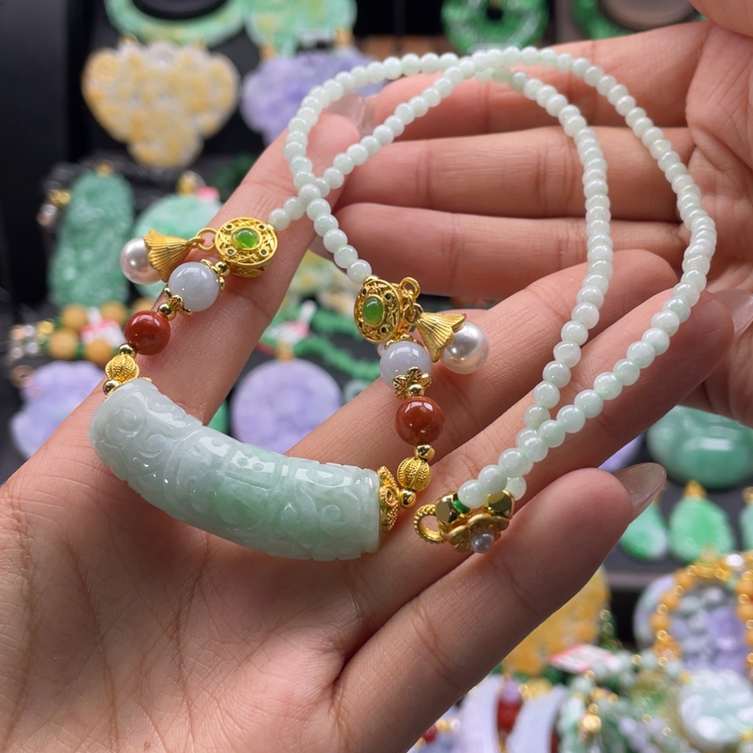 翡翠未镶嵌颈饰代编织