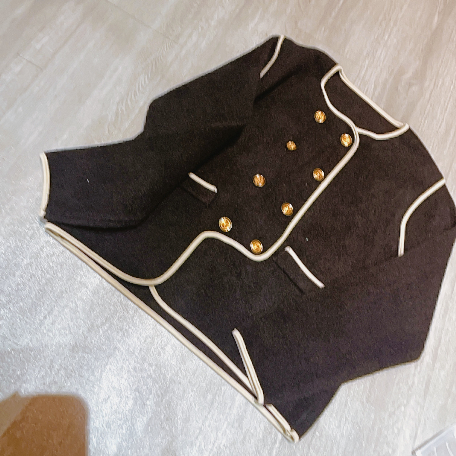 常规毛呢厚款复古两排扣秋冬洋气小香外套-果梓514