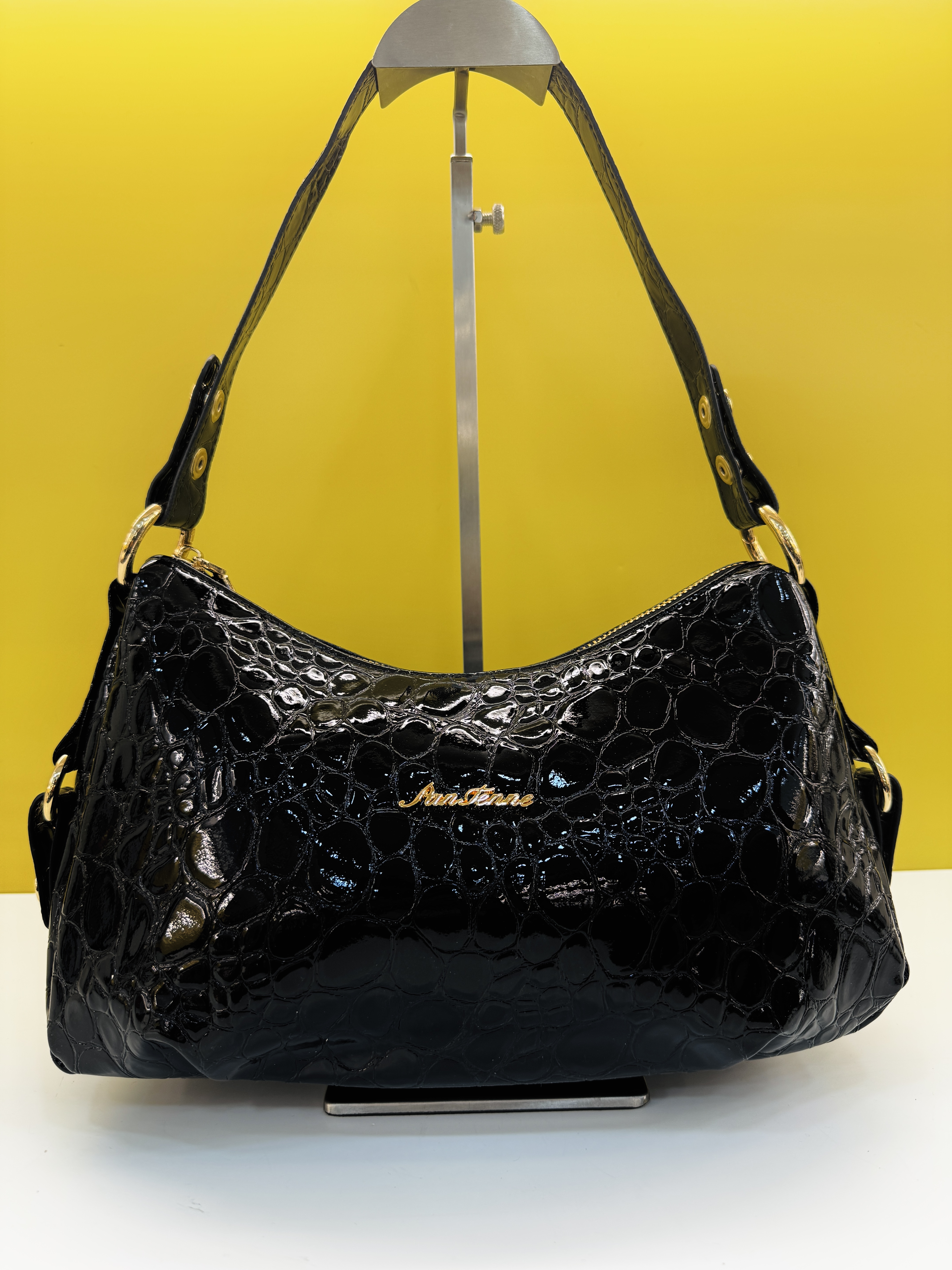 手提款复古风车缝线拉链斜挎包肩包压纹轻奢鳄鱼纹-1328