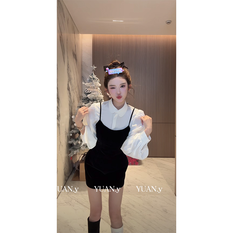 媛媛 【独属于你】气质高级秋冬时尚百搭显瘦套装衬衫连衣裙#TZ0843