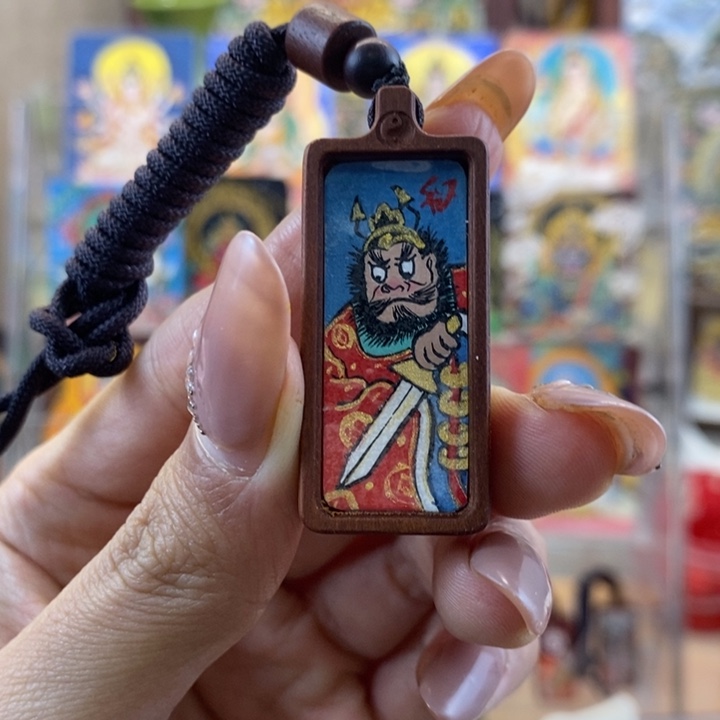 孤品朱砂奎爷蓝色经典款原木小项链