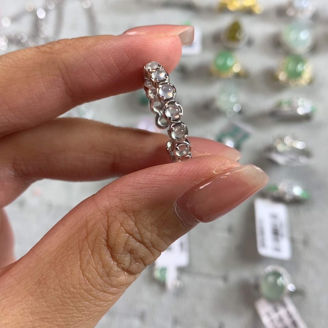 简***之翡翠银S925镶嵌戒指戒指