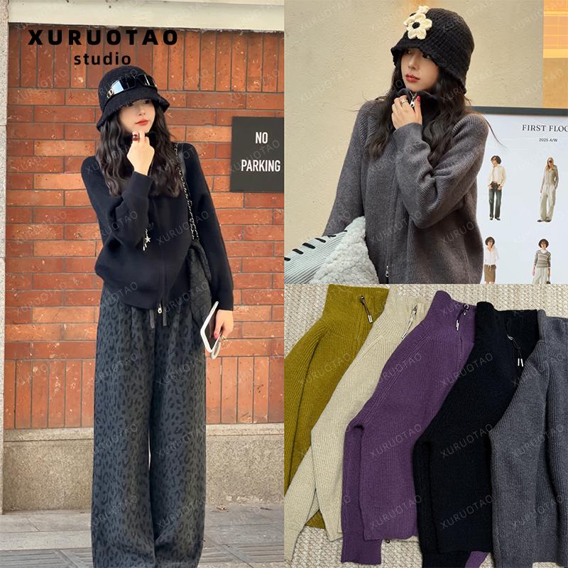  【德芙毛衣】羊毛混纺双头拉链设计毛织多色款上衣