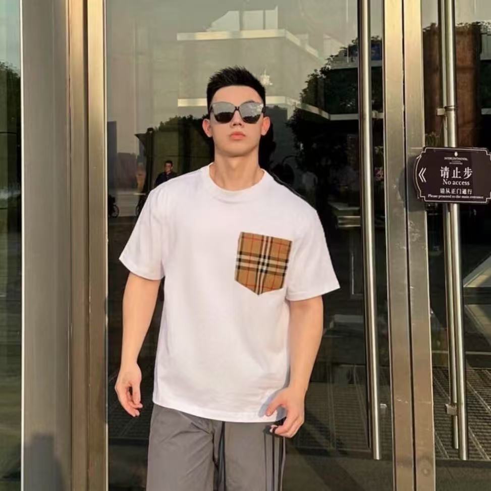 未使用 BURBERRY/博柏利 25年在售爆款格纹白色纯棉短袖T恤