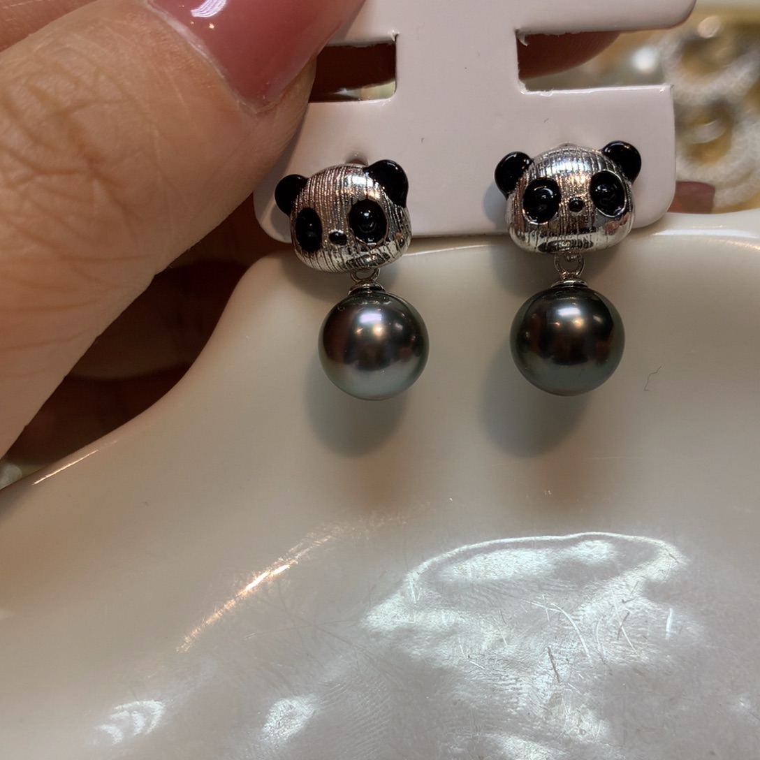 海水珍珠耳饰银S925镶嵌