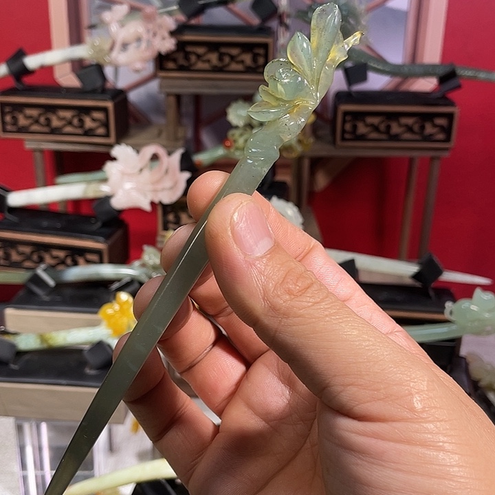 岫玉玉雕发簪未镶嵌