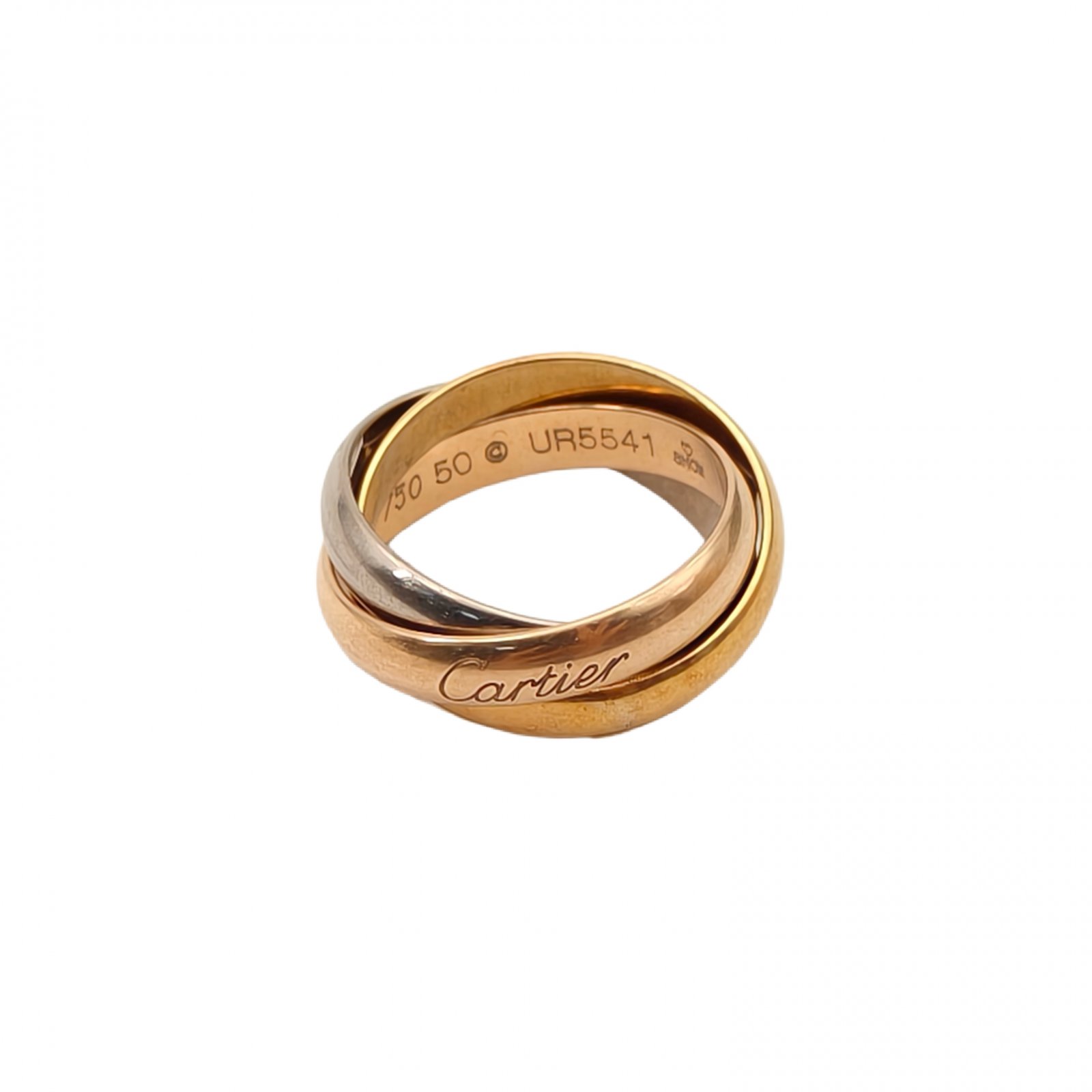 95新 Cartier/卡地亚 花花 Trinity三色金三环戒指 中号 