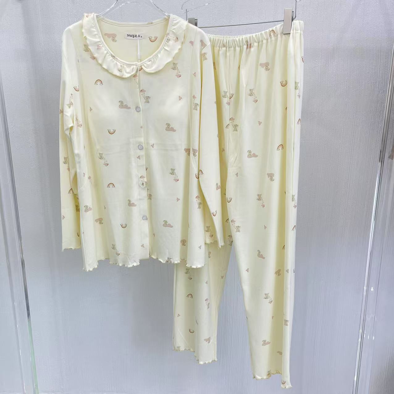 新疆长绒棉圆领孕妇产后哺乳月子服四季适用可调节喂奶家居服