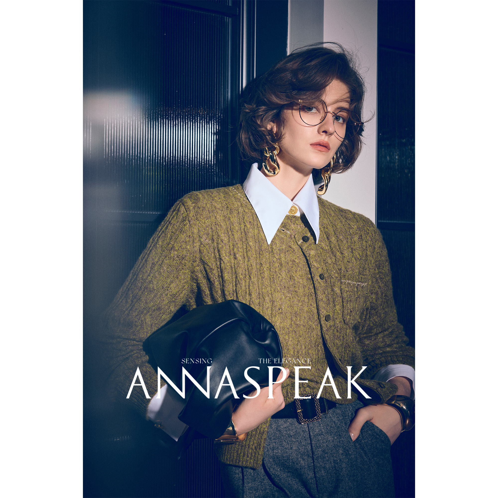 ANNASPEAK金晨同款 婴驼毛混纺羊毛金银丝 短袖针织衫/长袖开衫女