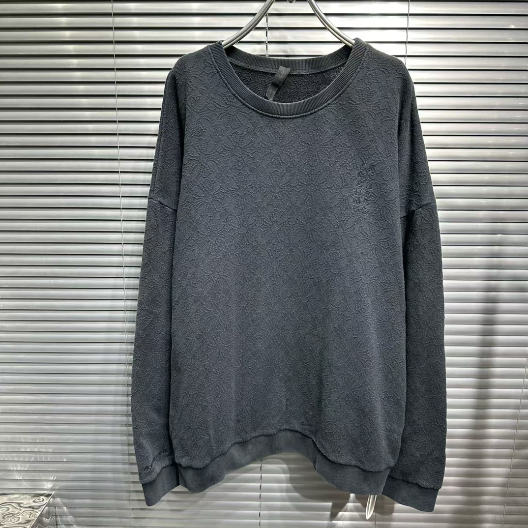 95新 Chrome Hearts/克罗心 胸前刺绣梵文黑色浮雕满印卫衣m码