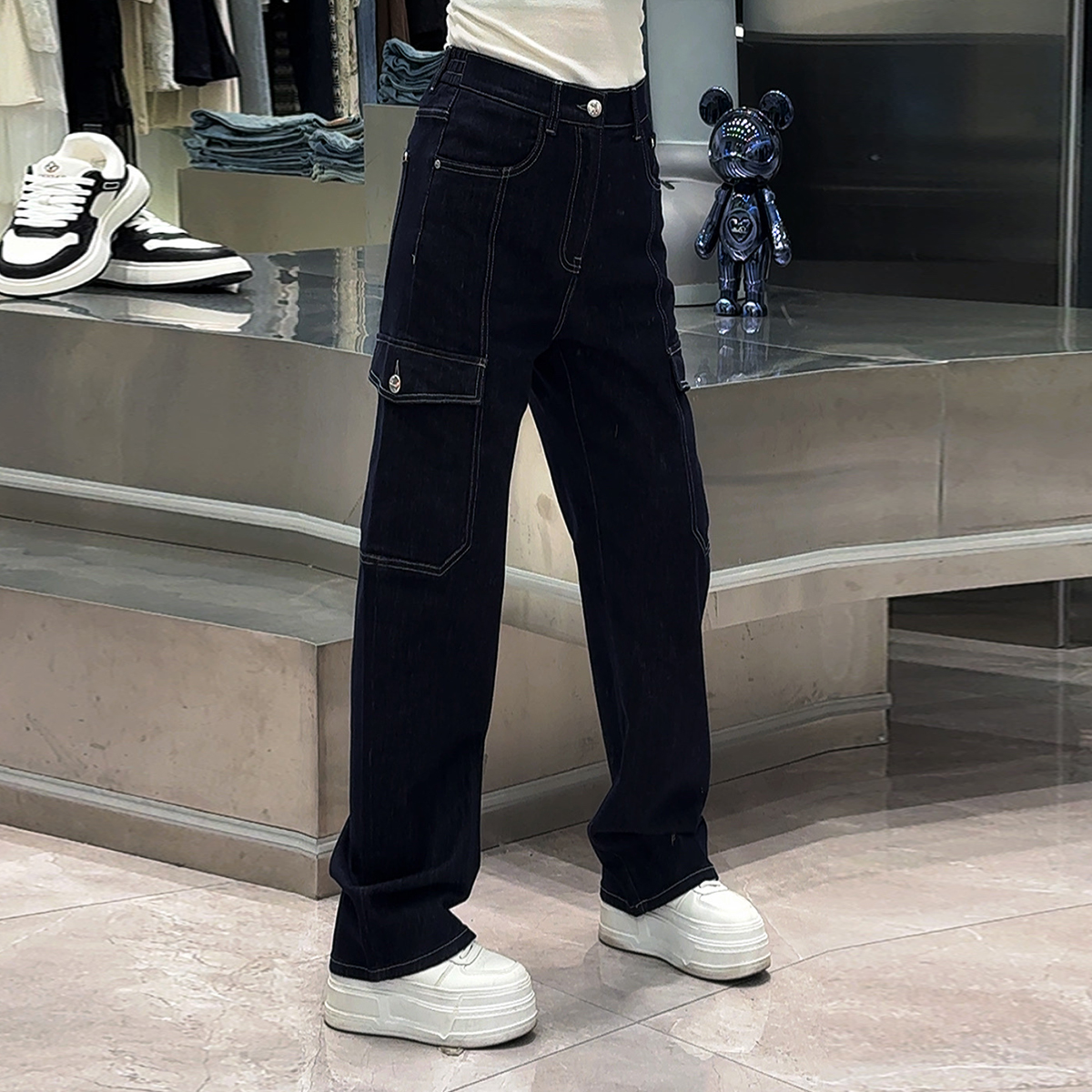 【华尔街名品】2025秋季新款潮流设计感多口袋工装阔腿直筒裤-6351