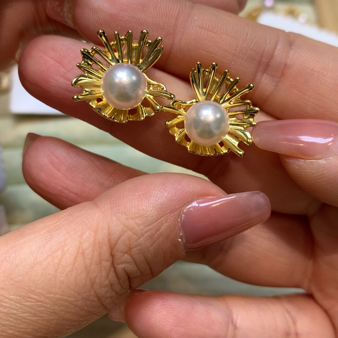 海水珍珠耳饰银S925镶嵌