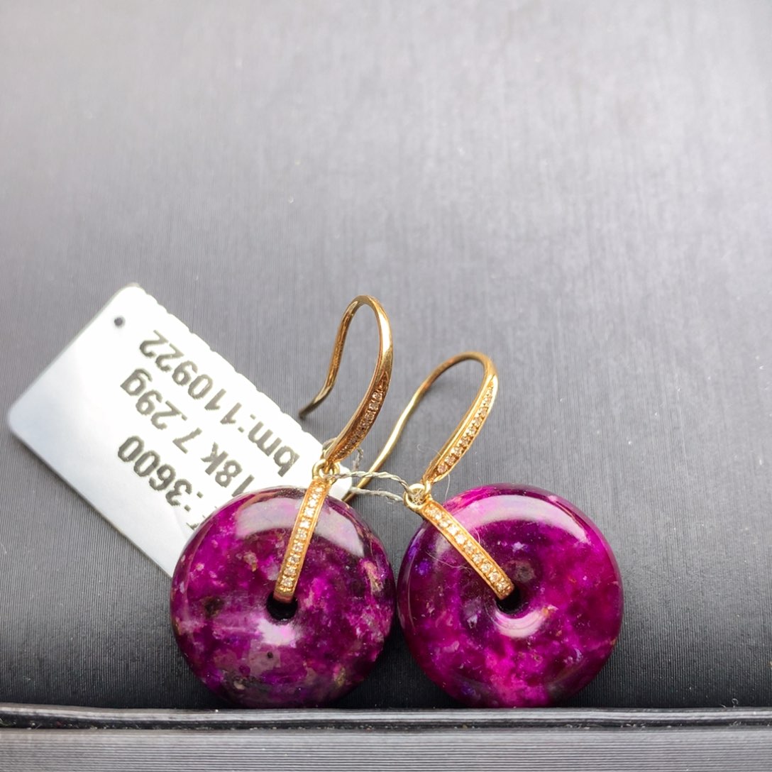 苏纪石（舒俱来）18K金镶嵌耳饰