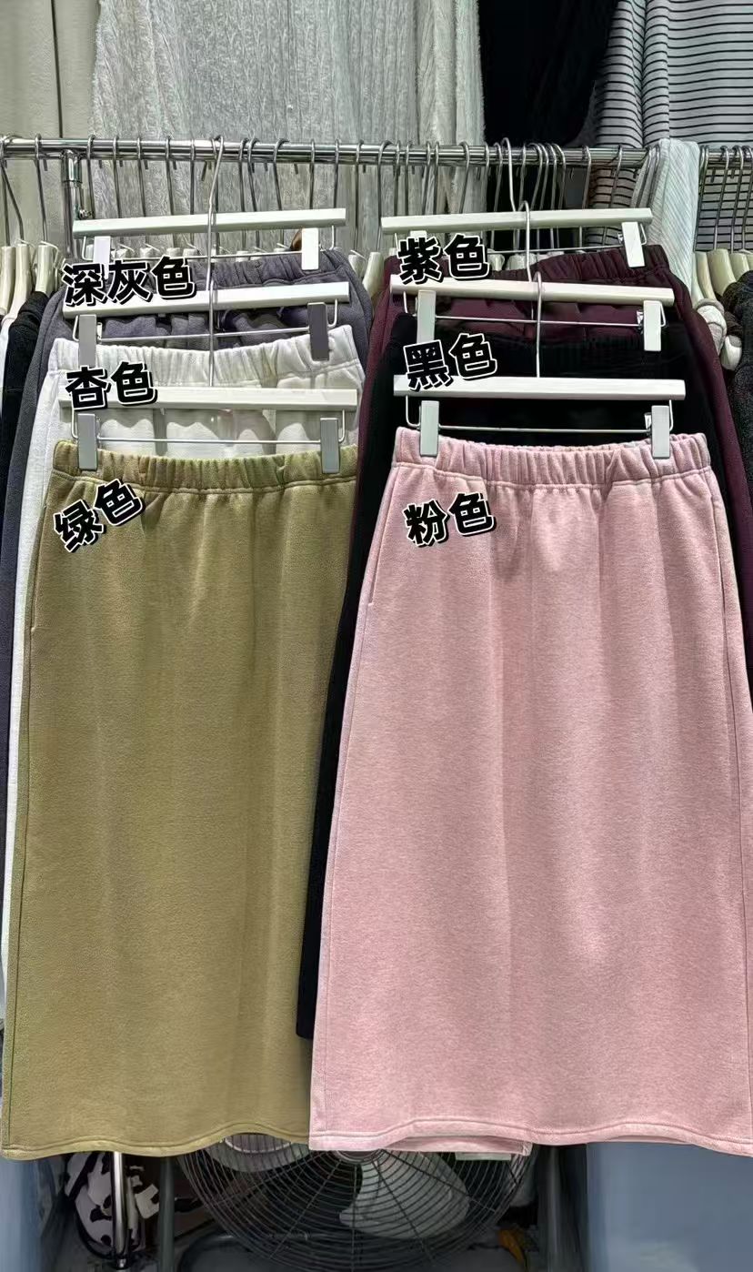 A8#1019#加绒纯色半身裙 FL