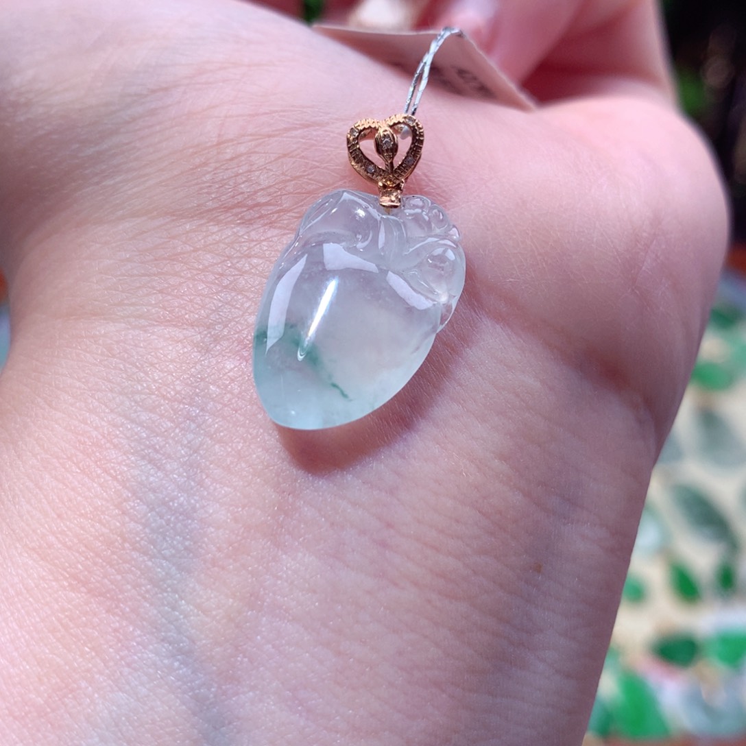 翡翠吊坠(不含链)18K金镶嵌