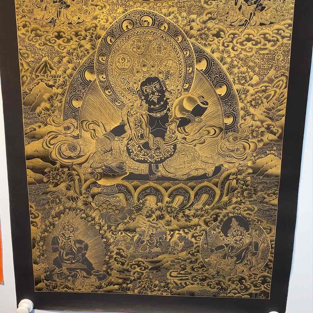 装裱画?****55×75纯手绘黑金五路