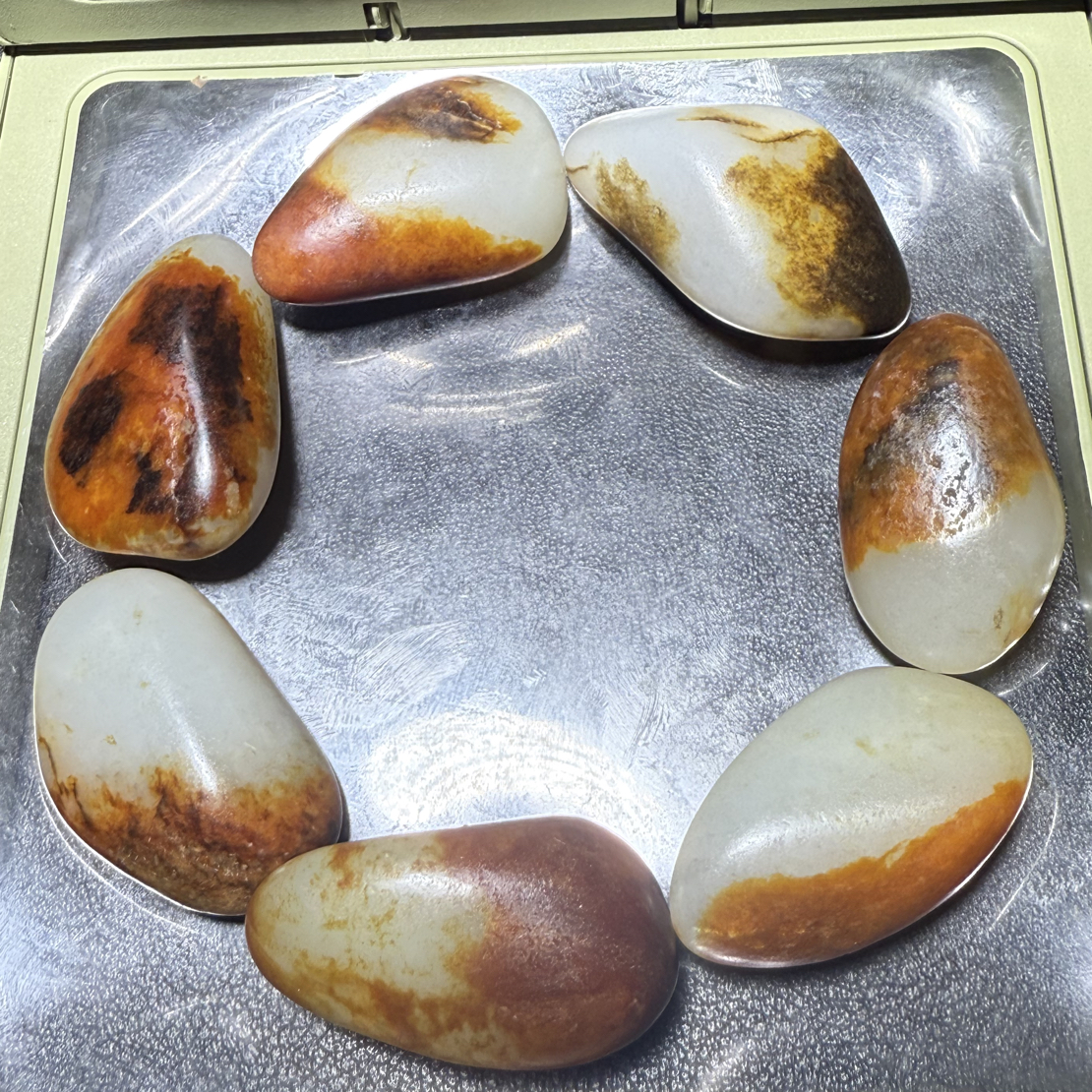 新疆和田玉原石男士手串87.5g红皮