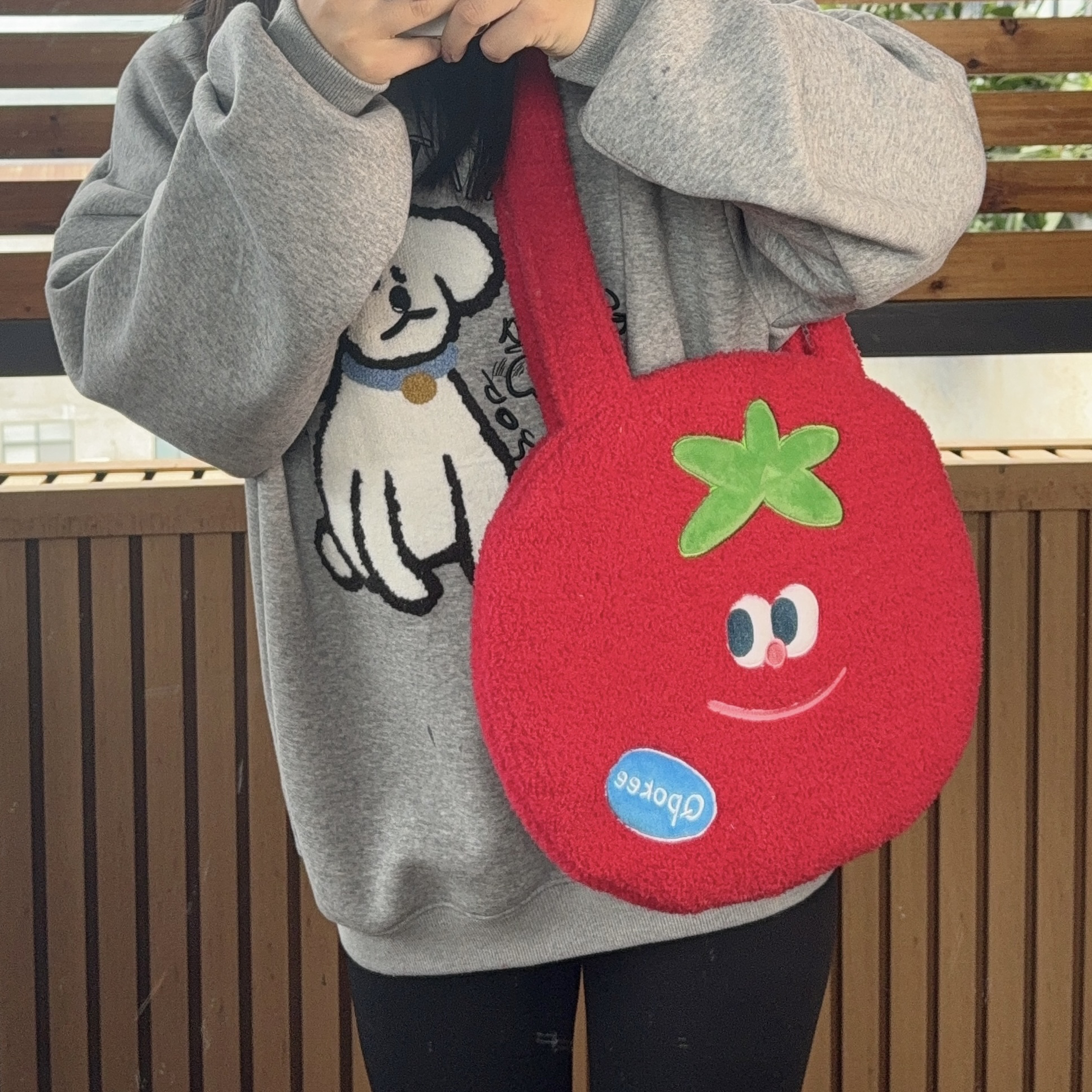 番茄单肩包大容量包包电脑平板包收纳西红柿红色可爱搞怪原创托特