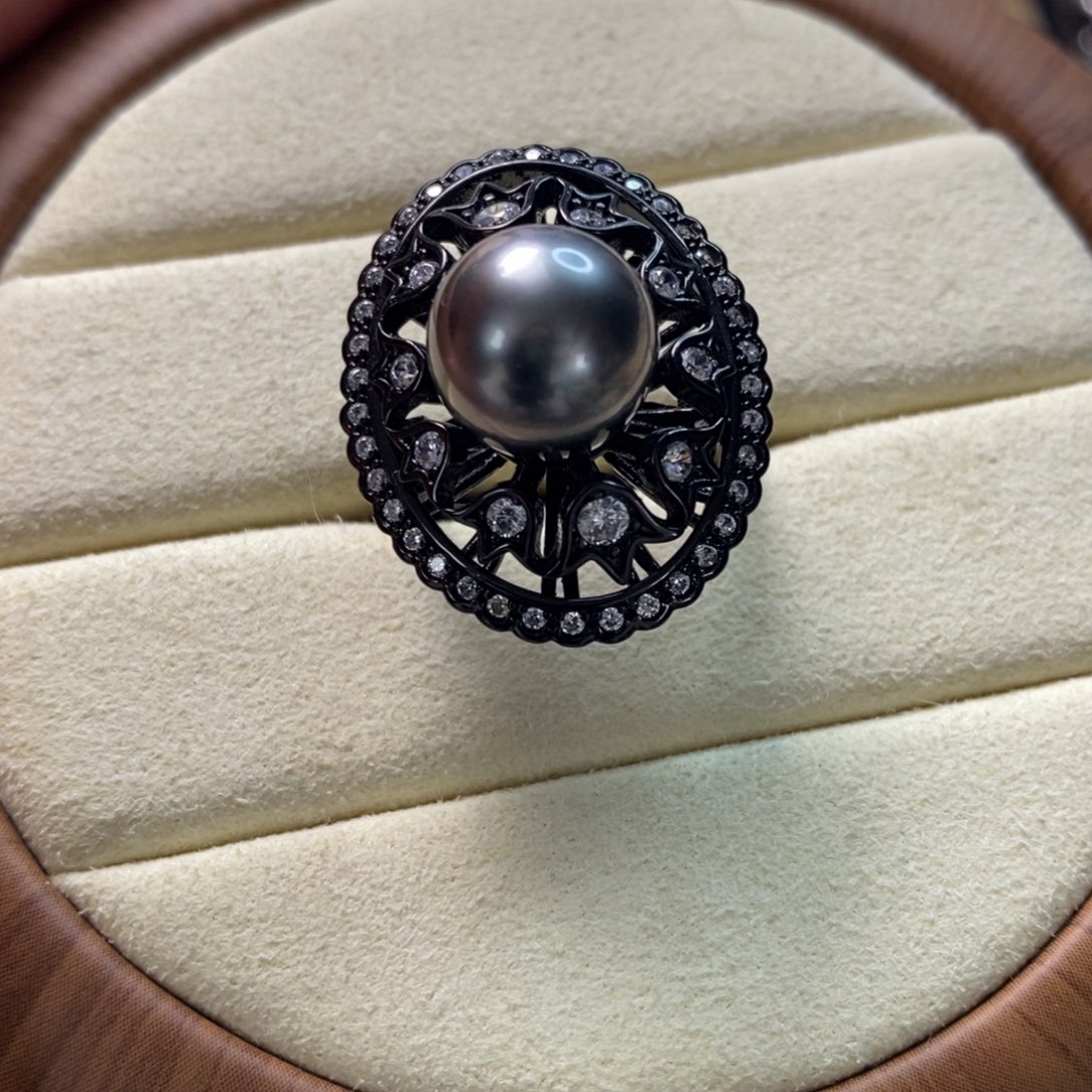 海水珍珠戒圈银S925镶嵌