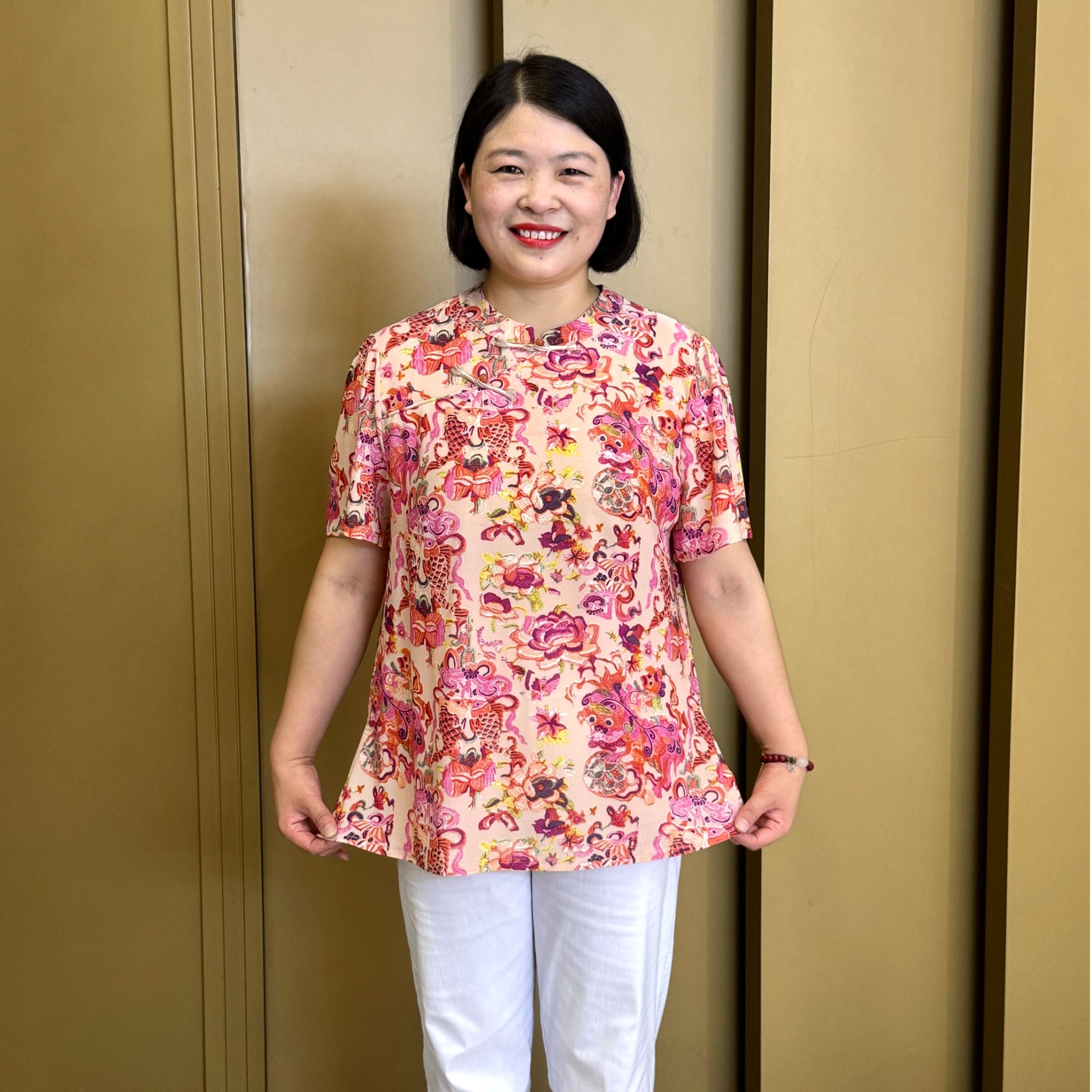 新款大码妈妈装复古国风小衫中老年女装薄款女装时尚洋气印花