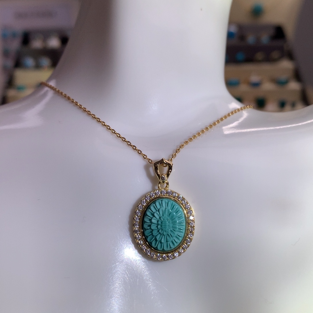 未镶嵌绿松石精品格桑花项链