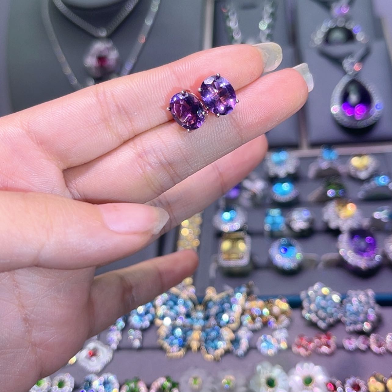 【闪购商品】紫晶耳饰银S925镶嵌耳饰