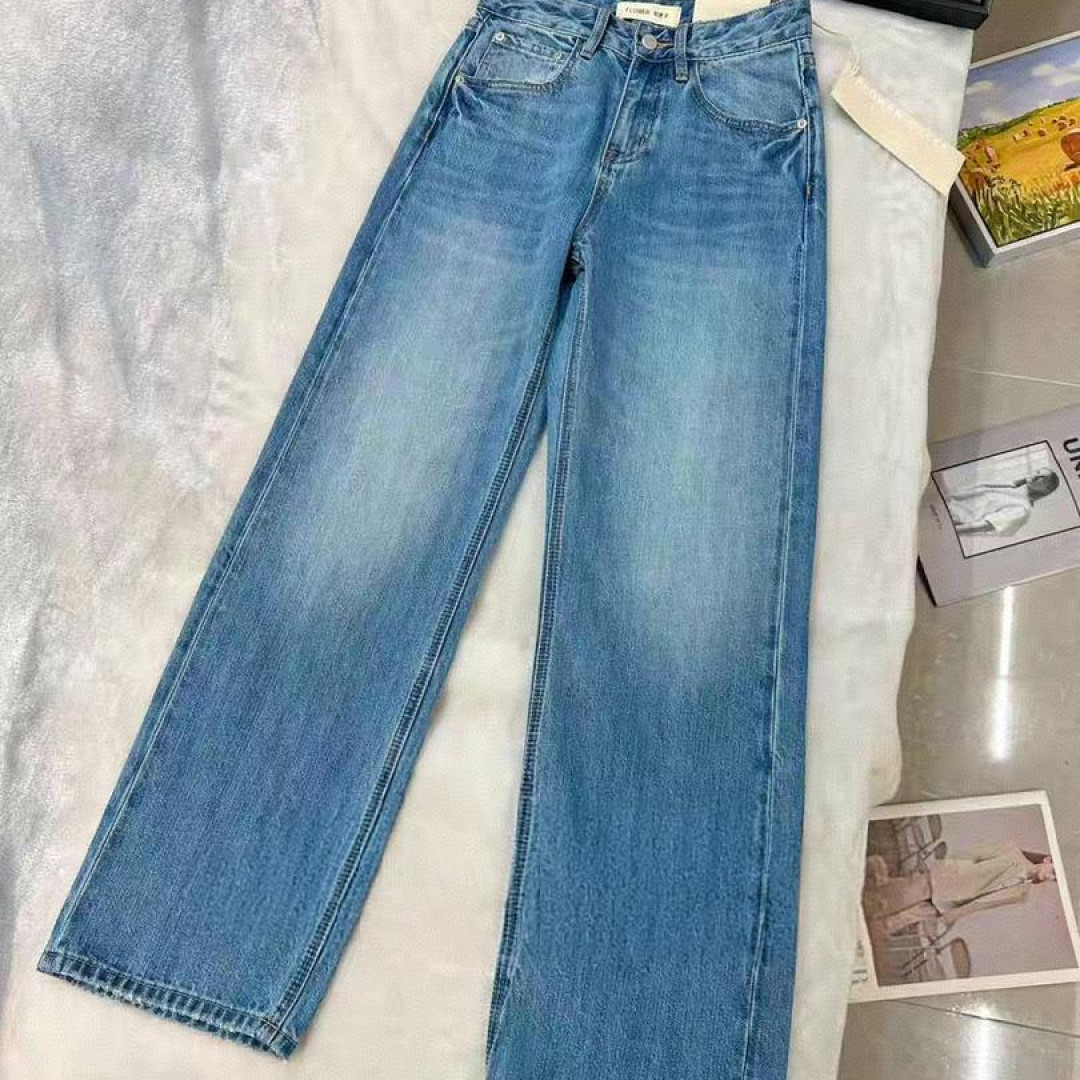 SU【850】花65愫莉 MWMA春款百搭裤王橘标窄版直筒牛仔裤~