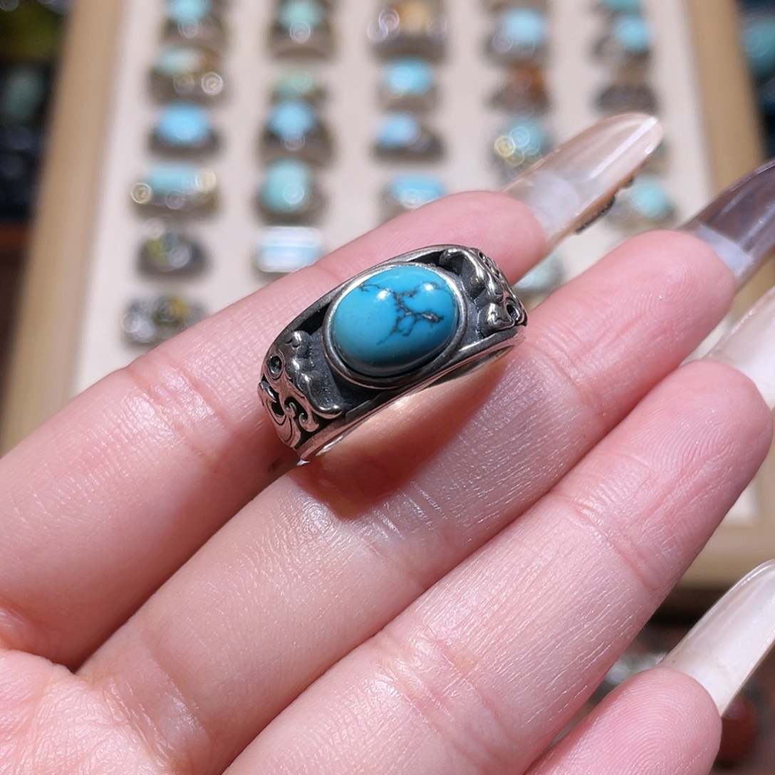 S***d绿松石银S925镶嵌戒指戒指