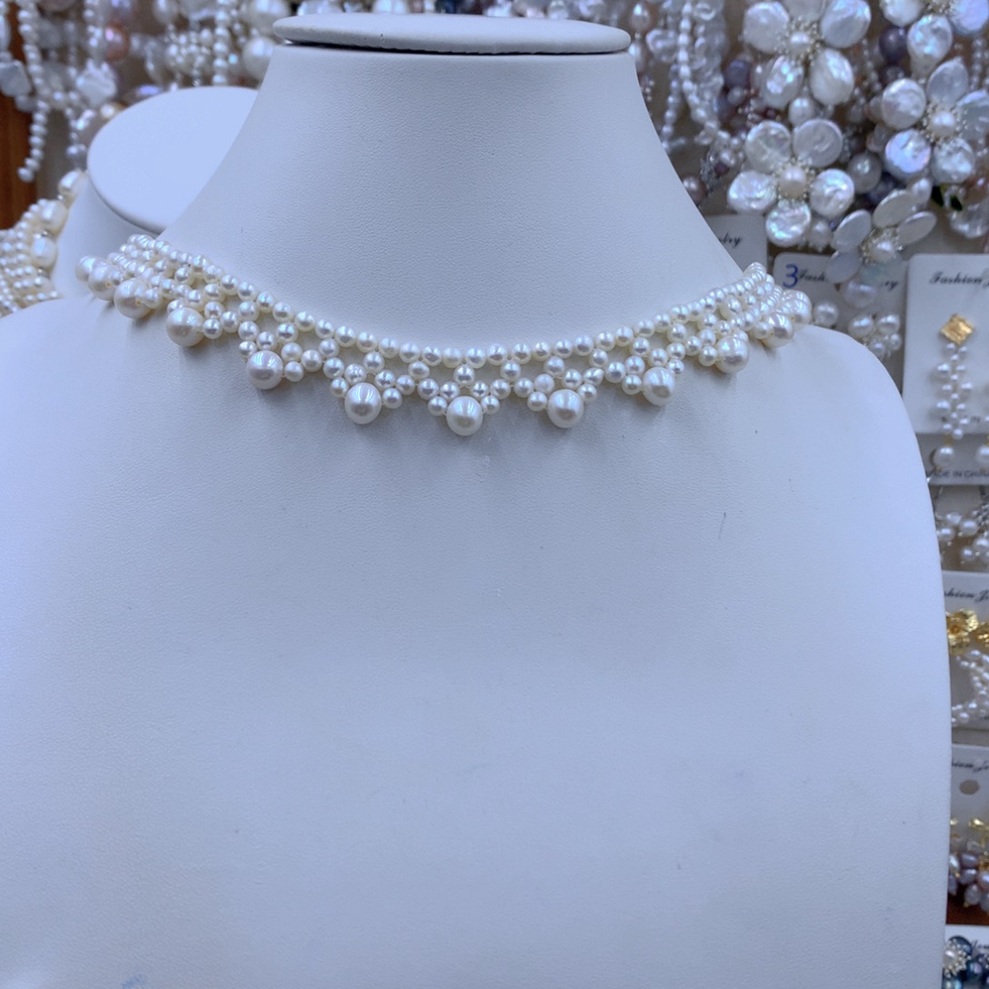 璇***扬银S925镶嵌项链耳饰淡水珍珠