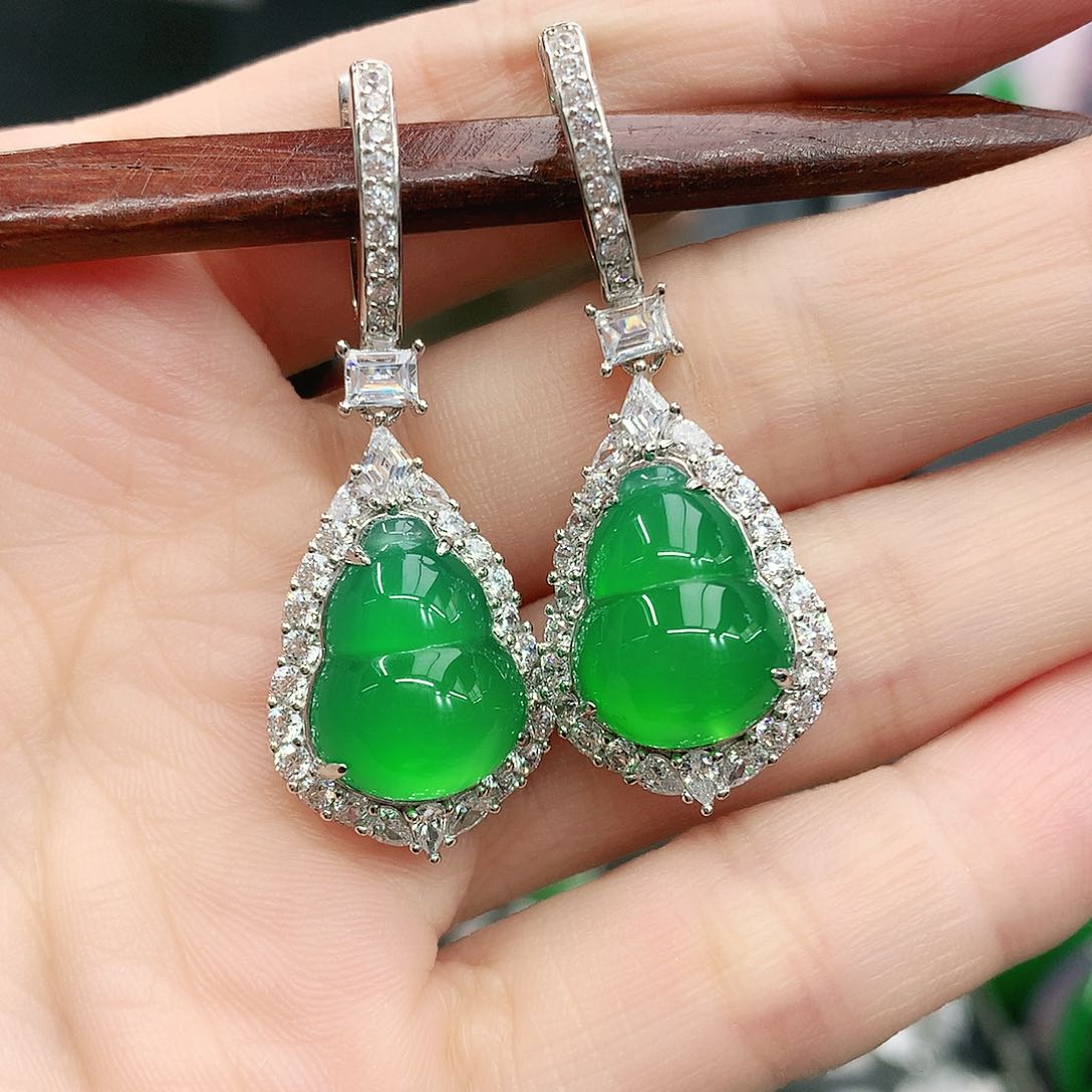 银S925镶嵌耳坠玛瑙/玉髓阿*