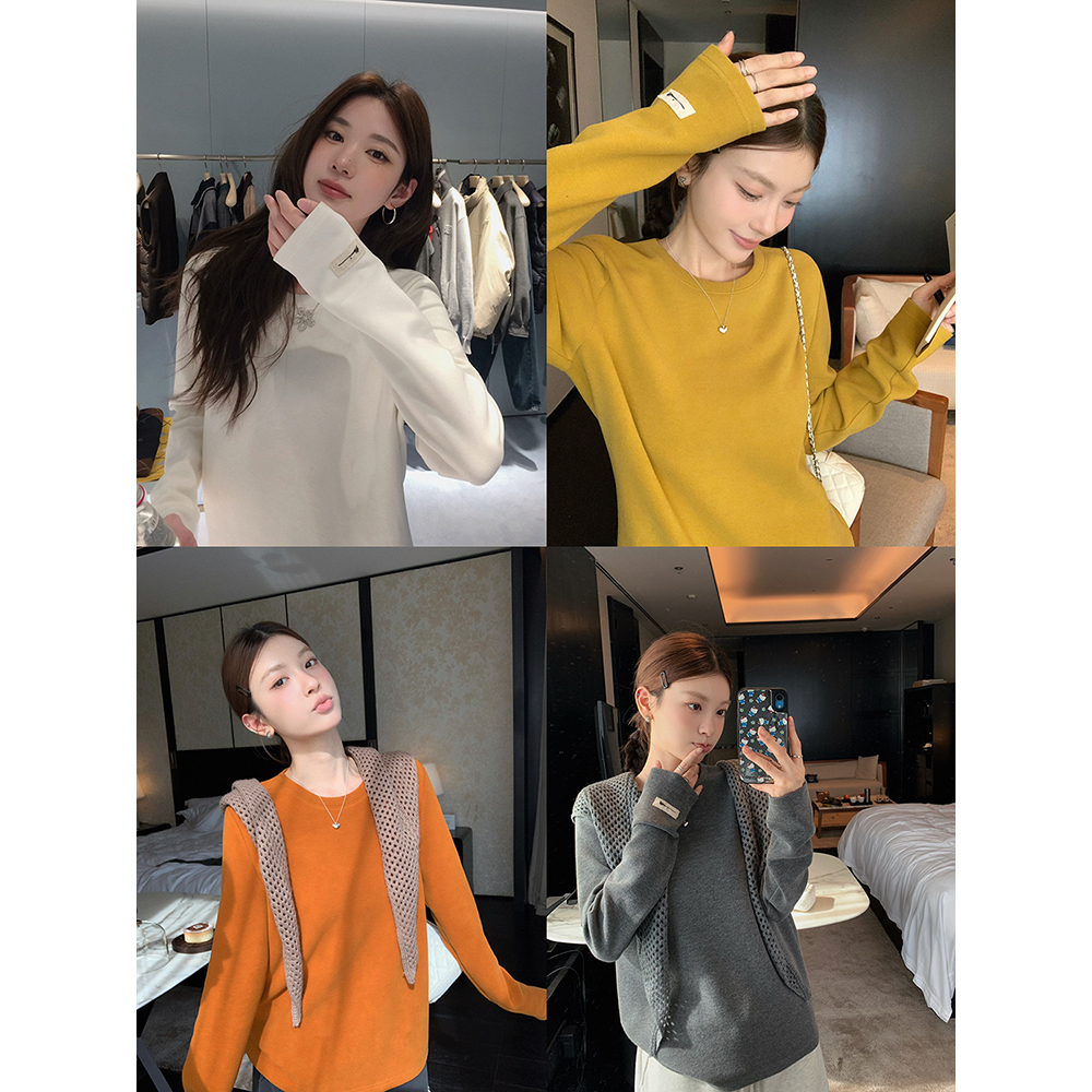 张贝贝 奶油绒绒t 高密棉 慕斯绒贴标针织打底