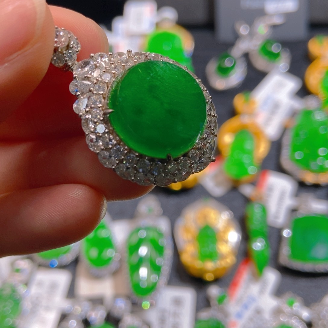 翡翠银S925镶嵌吊坠(不含链)