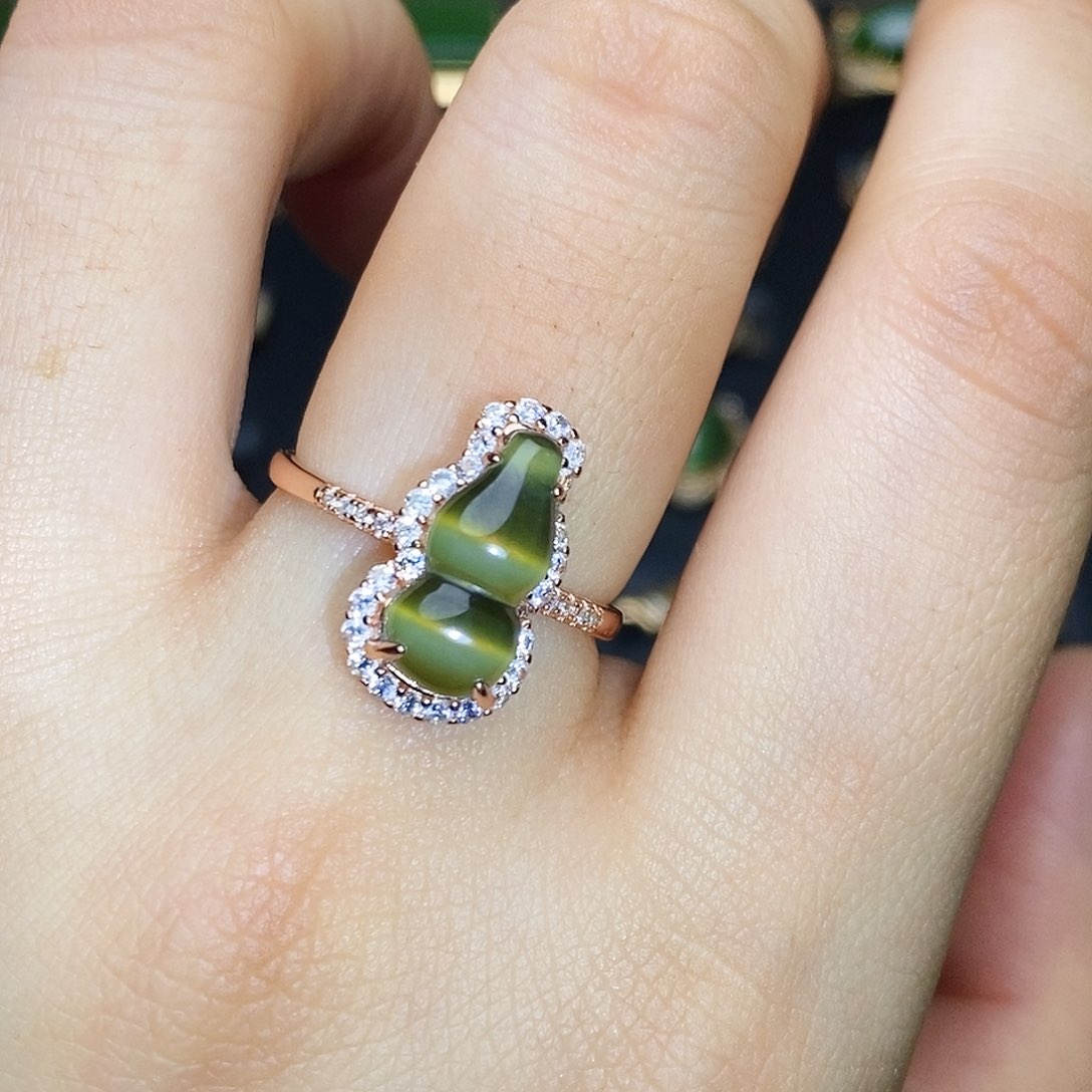 和田玉（碧玉）戒指银S925镶嵌