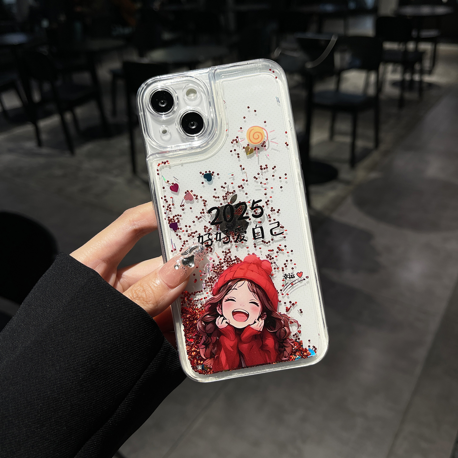 适用于oppoA1手机壳a55流沙闪粉a96/5G可爱女孩保护套A72镜头保护