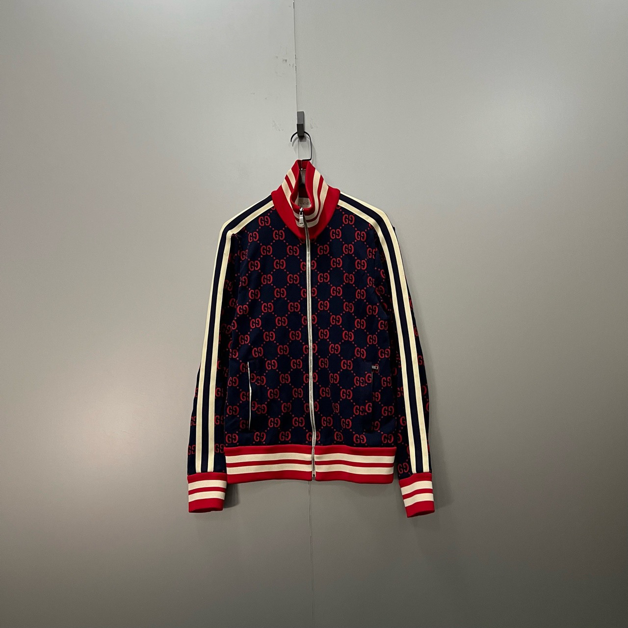 95新 GUCCI/古驰 z 古驰满印双G条纹拉链外套S码200562
