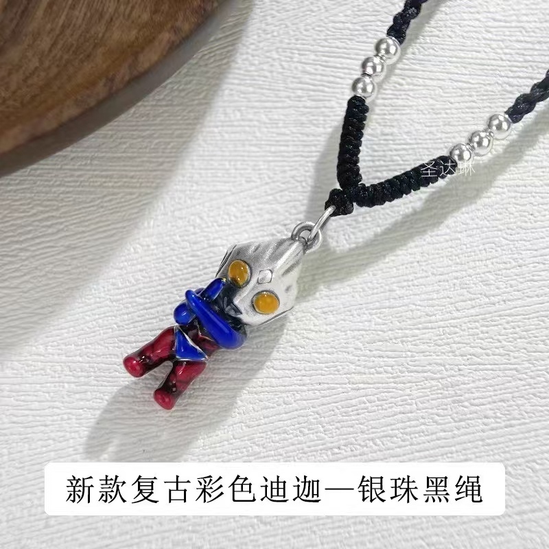 吊坠足银 足银999奥特曼迪迦儿童吊坠小孩男六一儿童节可爱手工