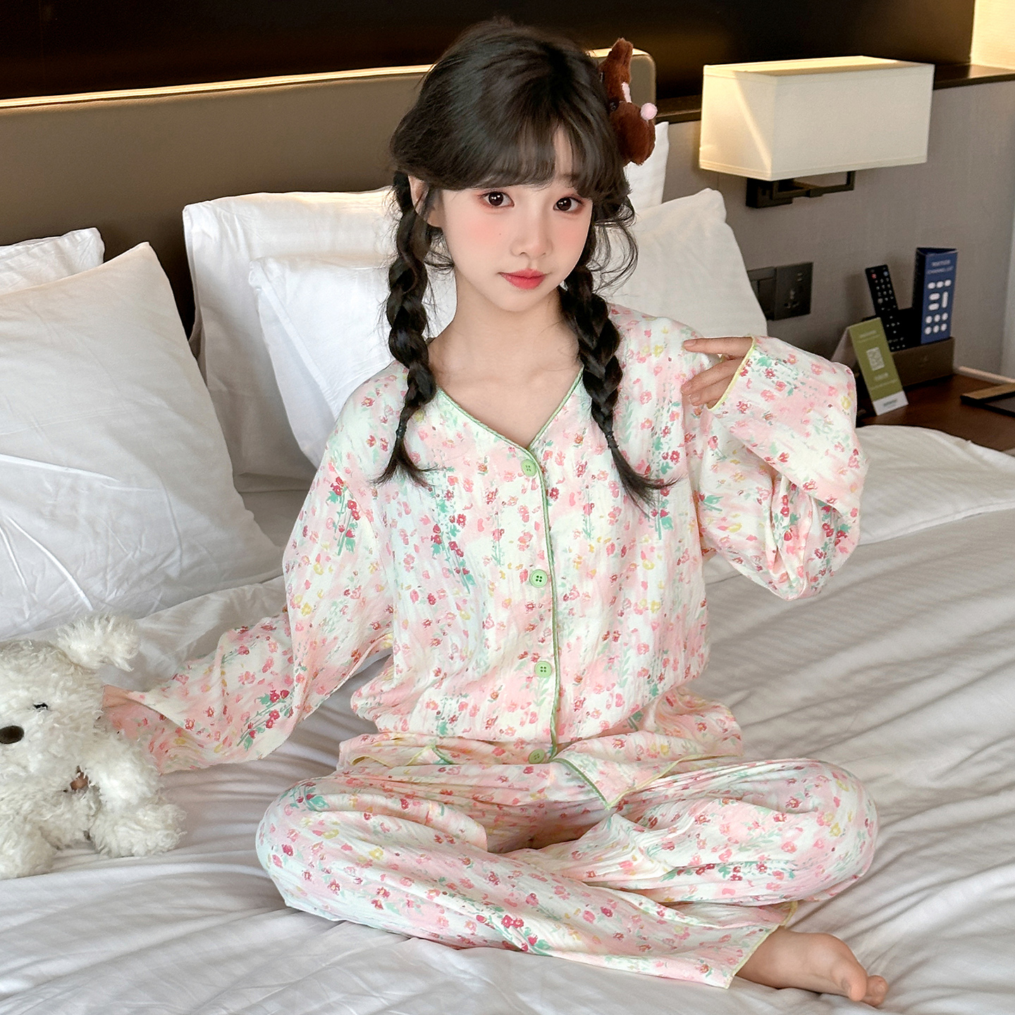儿童睡衣女童春秋2025新款中大童长袖家居服网红爆款女孩开衫套装