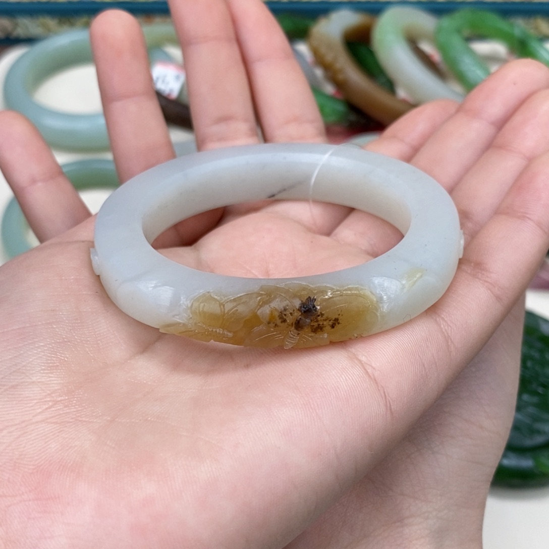 和田玉未镶嵌手镯定制 53.5