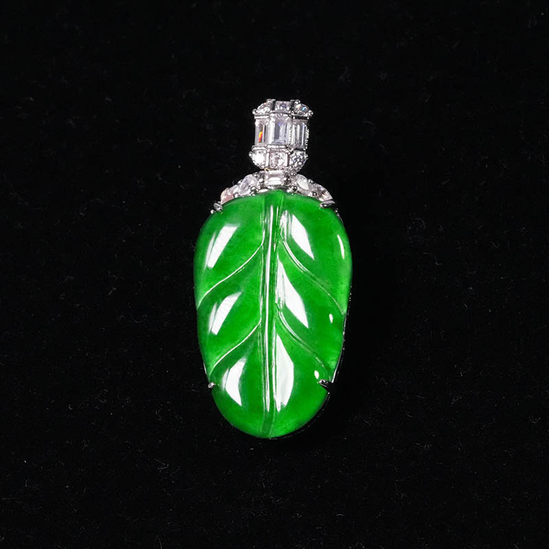 【小胖翡翠】天然翡翠大叶子吊坠A货满绿轻奢款（不含链）多样性发1