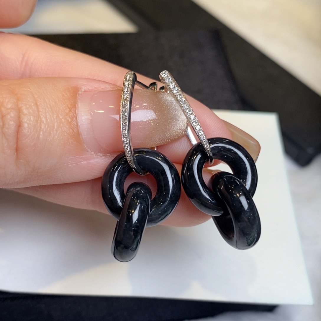 翡翠耳饰18K金镶嵌双环