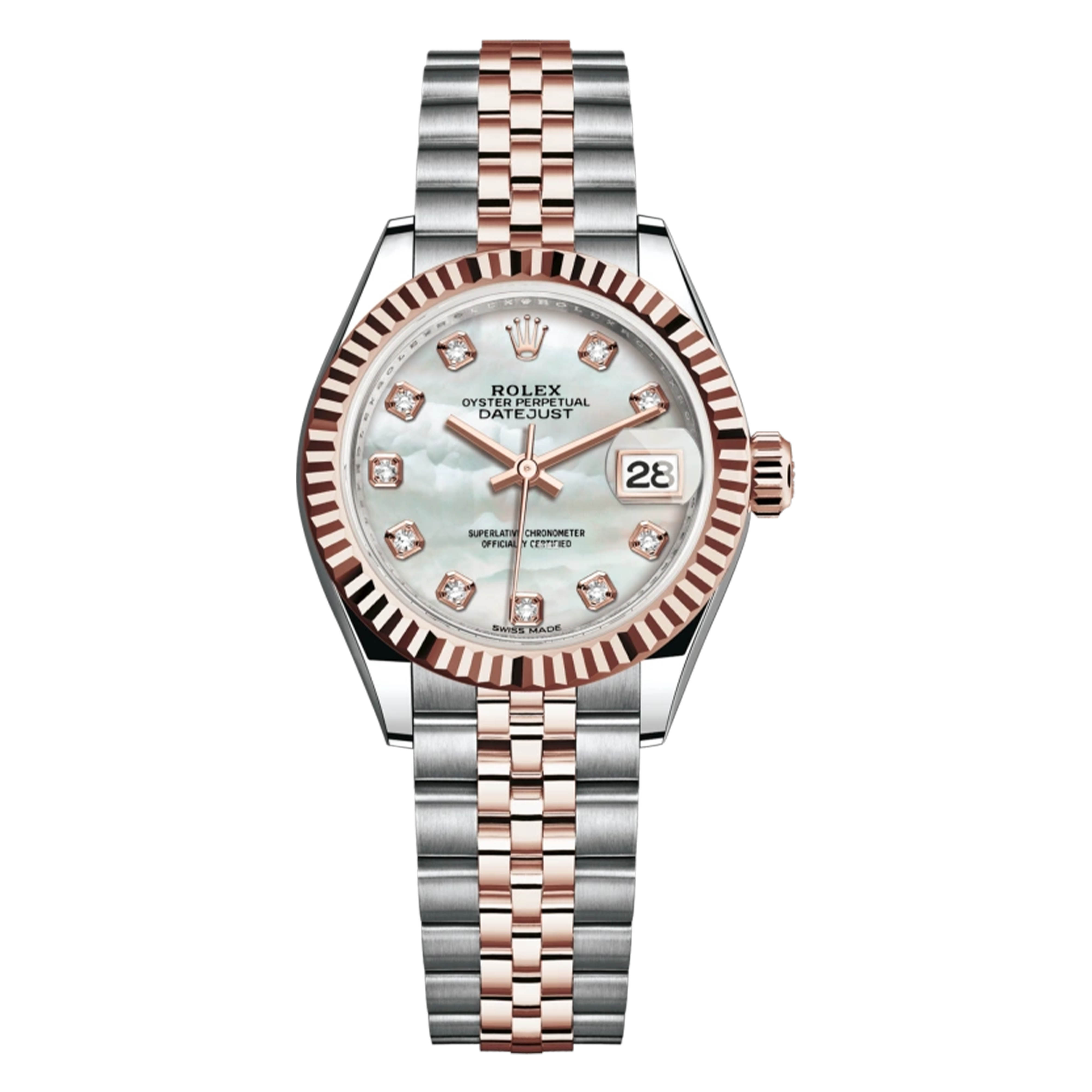 99新 Rolex/劳力士 /279171间玫瑰金白贝母钻刻/28mm