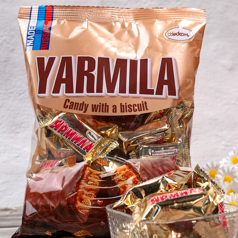 俄罗斯原装进口阿孔特牌亚米拉夹心巧克力味糖果零食450g