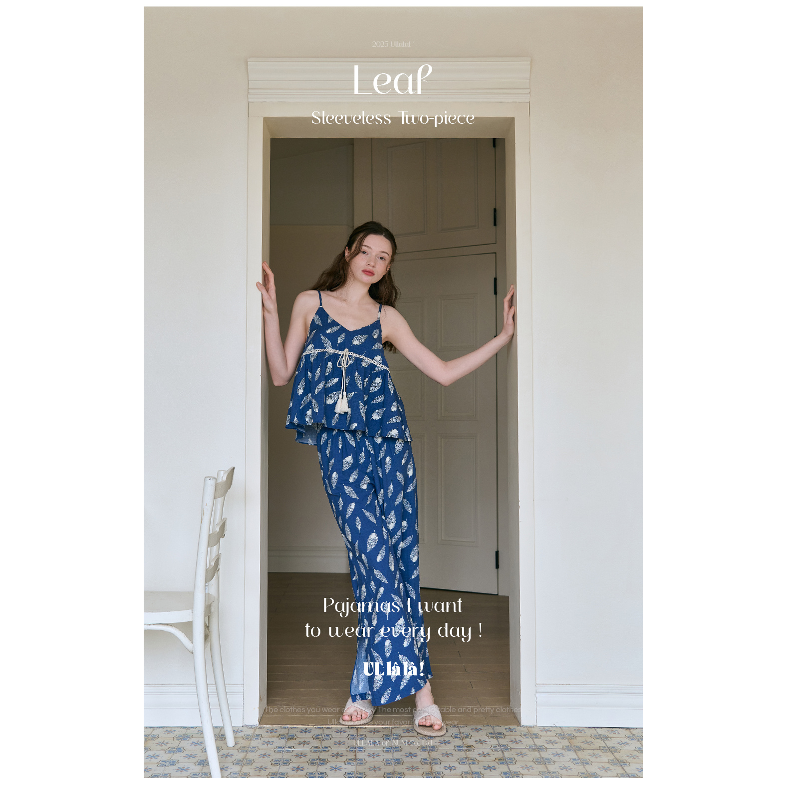 ullala韩国品牌进口吊带九分裤砂布棉款碎花25176气质