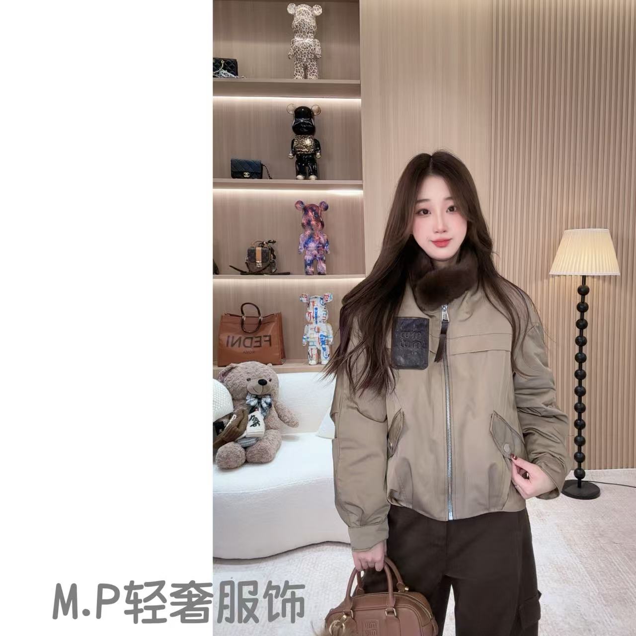 萍宝宝 | MP夹克 时尚立领貂领宽松外套