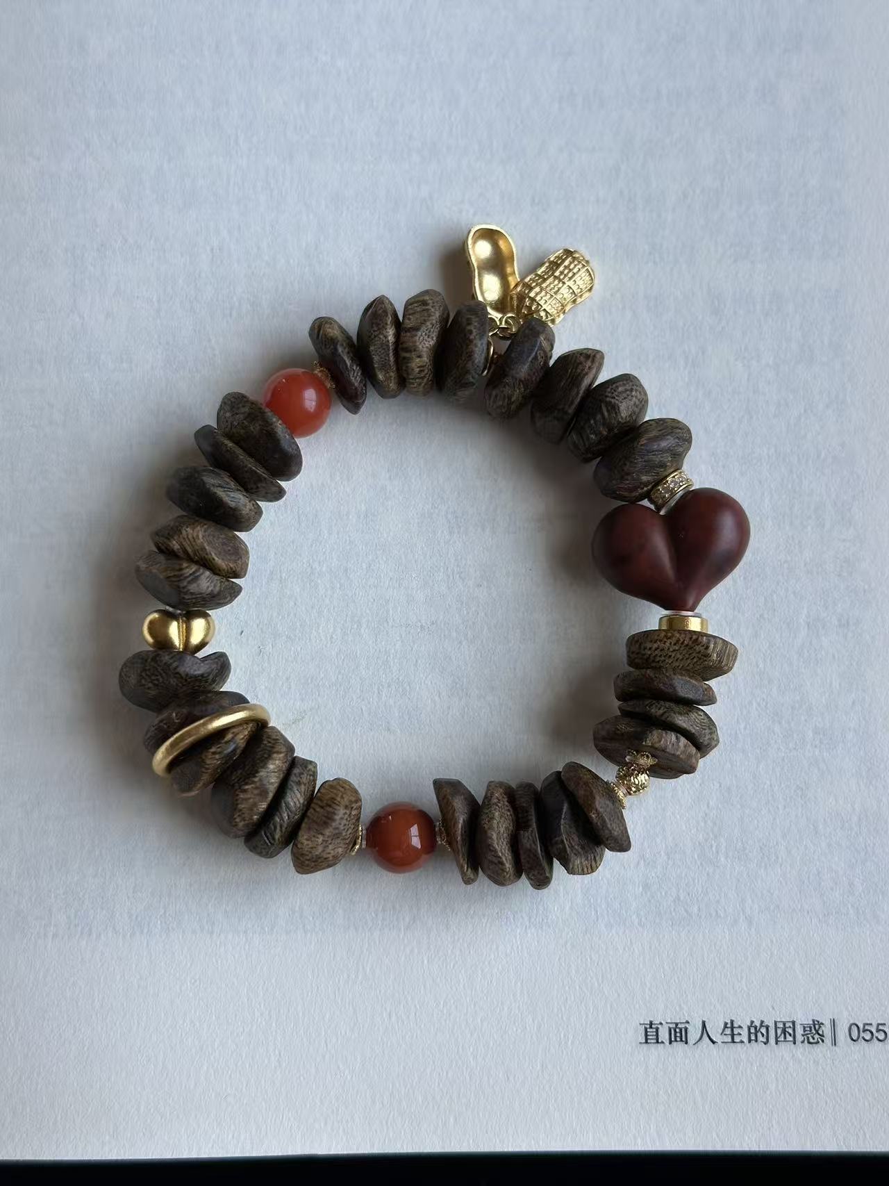 沉香【皮皮原创】925银设计款沉香南红好事花生屁桃（多样性）PRJ0101